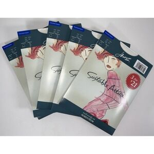NIP Lot 5 Pairs Hanes Suitable Attire Sheer Illusion Control Pantyhose White C/D